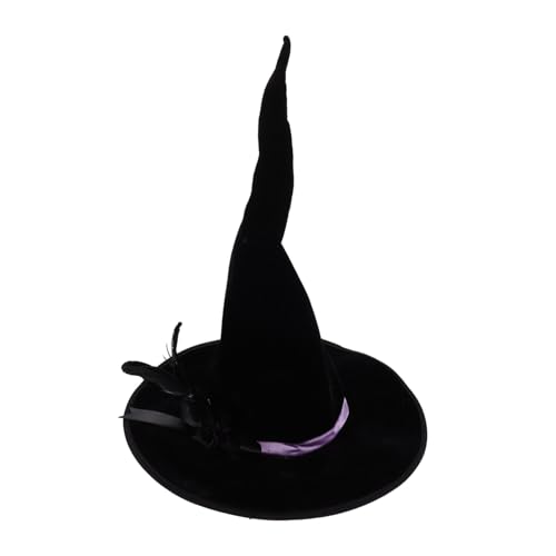 CALLARON Eleganter Schwarzer Hexenhut aus Samt Spitz Zulaufend Langlebig und Leicht Mit Breitem Saum für Halloween Karneval Cosplay und Maskerade Damen Zauberer Hexenparty Accessoire von CALLARON