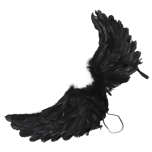 CALLARON Engelsflügel Kostüm für Erwachsene Schwarze Federflügel für Halloween Cosplay und Bühnenaufführungen Leicht und für Fotografie und Themenpartys von CALLARON