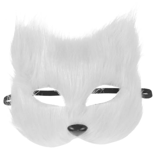 CALLARON Faux-Fuchs-Maske Therian-Maske Halbgesichts-Fuchsmaske Augenmaske Cosplay-Maske Maskerade-Fuchs-Kostümzubehör Weiß von CALLARON