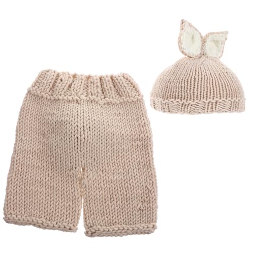 CALLARON Foto Kostüm mit Gestrickter Hasenmütze und Langen Hosen Weiche Wärmende Kinderkleidung für Jungen und Mädchen Kreatives Kaninchen Design für Fotoshooting von CALLARON
