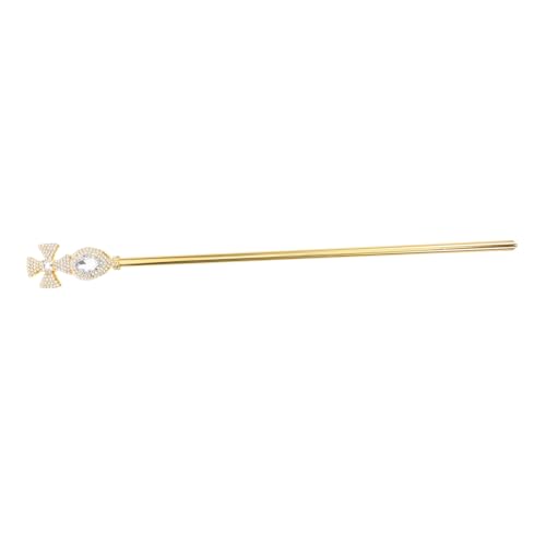 CALLARON Goldener Cosplay Requisit mit Kristallverzierung Langlebiger Halloween Zauberstab für Königliches Stab Accessoire für Kostümparty und Rollenspiel von CALLARON