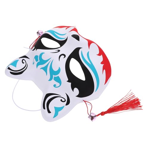 CALLARON Halbgesichts Fuchsmasken Cosplay Animal Mask für Erwachsene Japanischer Stil Handbemalt Halloween Kostüm Party Accessoire für Fasching und Maskerade von CALLARON