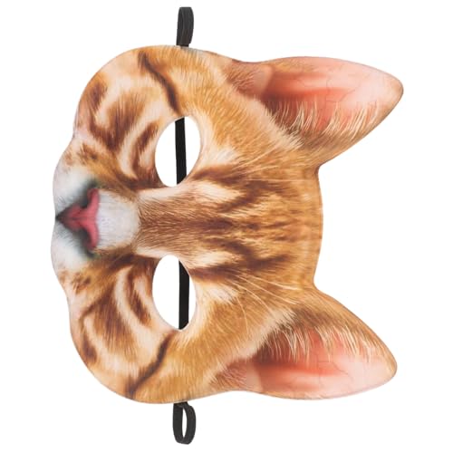 CALLARON Halbgesichts Katzenmaske Orange EVA Stoff Unisex Cosplay Maske Lustige Tiermaske für Karneval Halloween Kostümparty von CALLARON