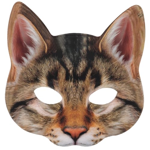 CALLARON Halbgesichts Katzenmaske aus EVA und Stoff Unisex Kostüm Masquerade Face Mask für Halloween Karneval Cosplay und Party Lustiges Design Langlebig und Auffällig von CALLARON