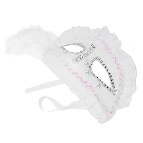 CALLARON Halbgesichts Spitzen Maske mit Perlen und Federn Venezianische Karnevalsmaskerade für Damen Halloween und Faschingskostüm Accessoire Vielseitig für Tanz und Cosplay CALLARON Halbgesichts Spitzen Maske mit Perlen und Federn Venezianische Karnevalsmaskerade für Damen Halloween und Faschingskostüm Accessoire Vielseitig für Tanz und Cosplay von CALLARON