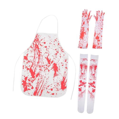 CALLARON Halloween Bloody Apron Set mit Blutverschmierten Handschuhen und Gruseligen Socken Wiederverwendbar aus Weichem Polyester Perfektes Horror kostümzubehör für Party Cosplay und von CALLARON