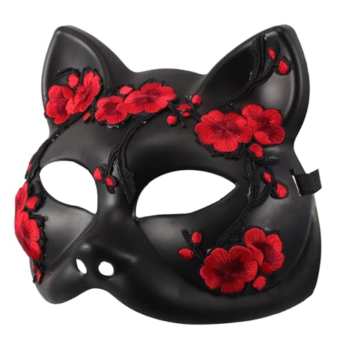 CALLARON Halloween Cosplay Tiermaske Katzenmaske Halbgesichts Maske aus Leichtem Kunststoff für Damen Japanisches Fuchsmotiv Bequeme für Halloween Party und Karneval CALLARON Halloween Cosplay Tiermaske Katzenmaske Halbgesichts Maske aus Leichtem Kunststoff für Damen Japanisches Fuchsmotiv Bequeme für Halloween Party und Karneval von CALLARON