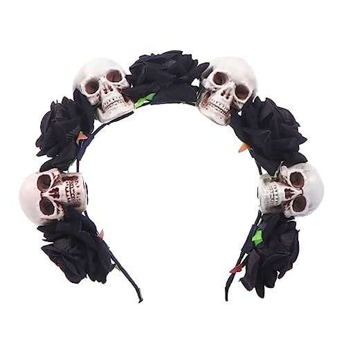 CALLARON Halloween Haarreifen mit Schwarzen Rosen und Schädeln Leichtes Kopfband für Damen Bequemes Tragbares Party Kostümzubehör Kopfschmuck für Halloween Fotorequisiten und CALLARON Halloween Haarreifen mit Schwarzen Rosen und Schädeln Leichtes Kopfband für Damen Bequemes Tragbares Party Kostümzubehör Kopfschmuck für Halloween Fotorequisiten und von CALLARON