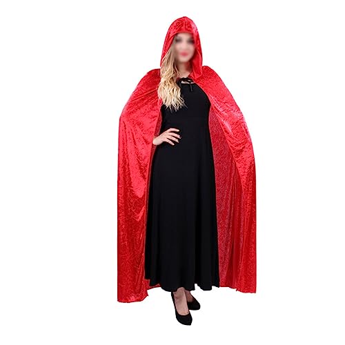 CALLARON Halloween Hexenumhang mit Kapuze für Cosplay Rote Robe für Kostümpartys für Hexen und Beeindruckendes Kostüm für Halloween und Maskeraden von CALLARON