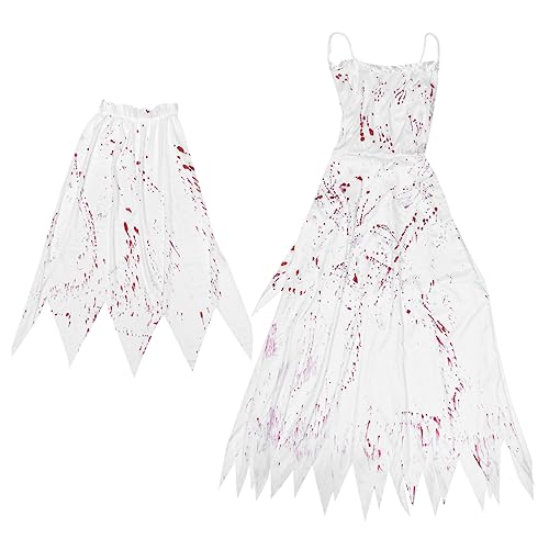CALLARON Halloween Kostüm Geisterbraut Outfit Mit Blutigem Schleier Für Maskerade Partys Gruselige Verkleidung Für Damen Zur Steigerung Der Schreckensatmosphäre von CALLARON
