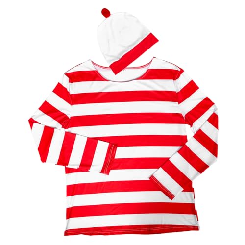 CALLARON Halloween Kostüm Xl Rot weiß Gestreiftes mit Beanie Mütze Atmungsaktives Leichtes Performance Outfit für Erwachsene Männer Frauen Cosplay Role playing CALLARON Halloween Kostüm Xl Rot weiß Gestreiftes mit Beanie Mütze Atmungsaktives Leichtes Performance Outfit für Erwachsene Männer Frauen Cosplay Role playing von CALLARON