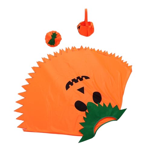 CALLARON Halloween Kürbis Kostüm Set Damen Atmungsaktiver Kürbisponcho Haarband Handtasche Bequemes Vielseitiges Halloween-accessoire für Erwachsene für Party Parade und Geburtstagsfeier von CALLARON