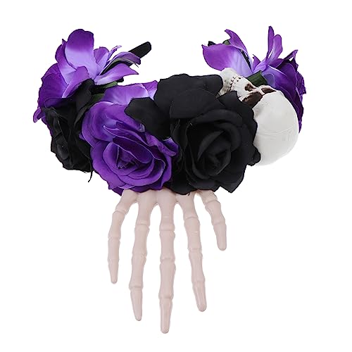 CALLARON Halloween Skull Haarband mit Kunstrosen Schaurige Kopfbedeckung für Halloween Party Dekoration für Cosplay und Festliche Anlässe CALLARON Halloween Skull Haarband mit Kunstrosen Schaurige Kopfbedeckung für Halloween Party Dekoration für Cosplay und Festliche Anlässe von CALLARON