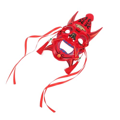 CALLARON Handgefertigte Japanische Dämonenmaske Rot Atmungsaktive Langlebige Maske für Maskenball Karneval Halloween und Cosplay Antike Chinesische Opernmaske mit Auffälligem Orientalischem von CALLARON