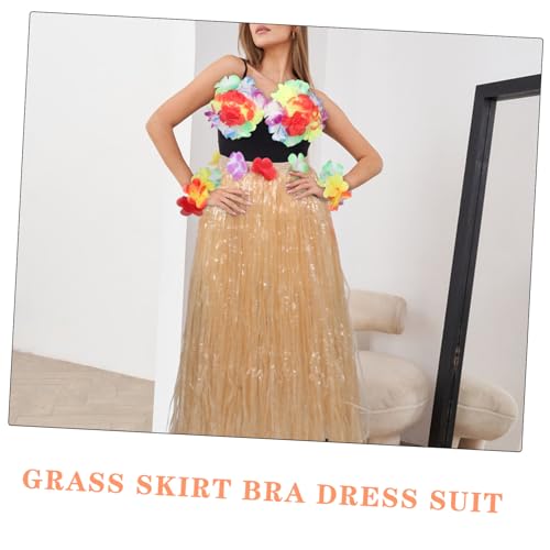 CALLARON Hawaiianisches Grasrock Kostüm Luau Outfit mit Einlagigem Grasrock Top Armbändern und Haarband Traditioneller Look für Gartenparty Strandparty und Bühnenauftritte CALLARON Hawaiianisches Grasrock Kostüm Luau Outfit mit Einlagigem Grasrock Top Armbändern und Haarband Traditioneller Look für Gartenparty Strandparty und Bühnenauftritte von CALLARON