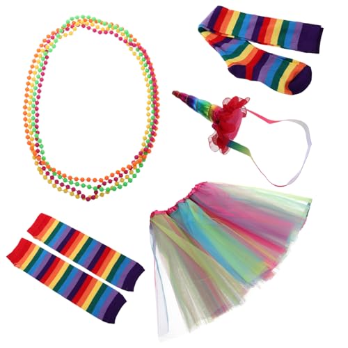CALLARON Jahre Damen Kostüm Teilig mit Tutu Kleid Halsketten Handschuhen Stirnband und Strümpfen Bunte Party Accessoires für Mottoparty Fasching Karneval Cosplay und Tanz von CALLARON