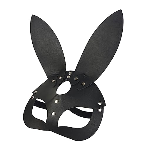 CALLARON Kaninchen Ohrenschützer Hasenmaske halloween masken Abschlussball Requisiten Cosplay-Masken Maskerade-Maske für Frauen Maskerade-Party-Maske bilden Hasenmädchen PU- von CALLARON