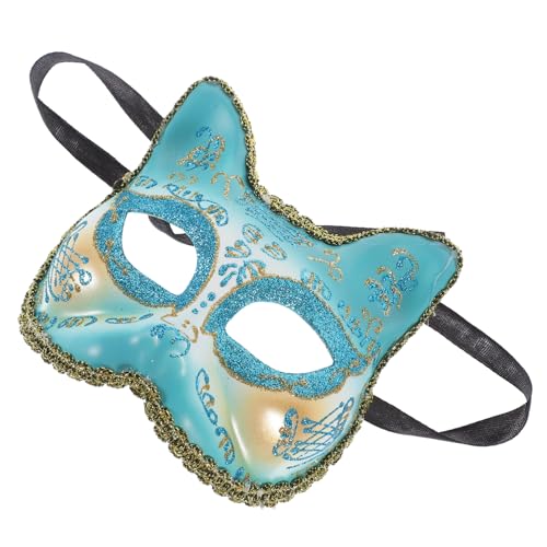 CALLARON Katzenmaske für Halbe Gesichtsmaske für Halloween Kostümpartys und Karneval Leichte Sichere und Praktische Cosplay Maske Himmelblau für Geburtstagsfeiern und Bühnenaufführungen von CALLARON