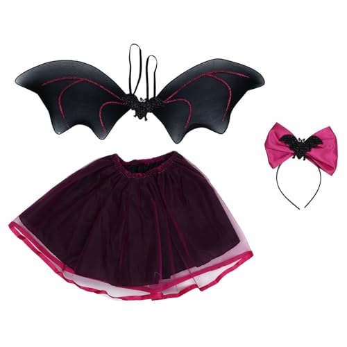 CALLARON Kinderkostüm Prinzessin Fledermausflügel Teilig Rosa Cosplay für Aufführungen Hautfreundlich Langlebig von CALLARON