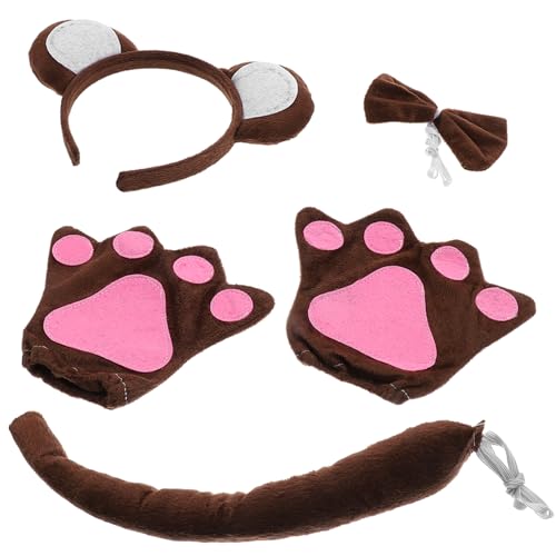 CALLARON Kostüm Affe Set für Affen Stirnband Fliege und Handschuhe für Tierkostüm für Fasching Partys und Aufführungen Hautfreundlichem und von CALLARON