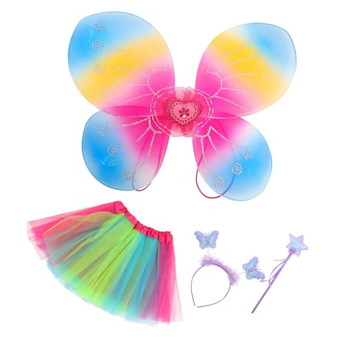 CALLARON Kostümset für Mädchen mit Schmetterlingsflügeln Tutu Rock Zauberstab und Haarband für Halloween Karneval und Cosplay Events von CALLARON