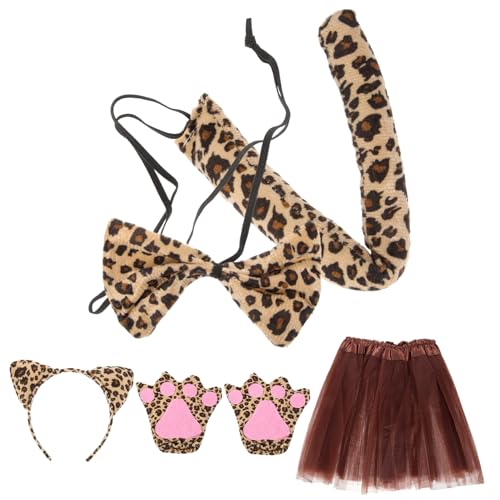 CALLARON Leoparden Kostüm für Teilig mit Leopardenohren Haarreif Fliege Handschuhen und Tüllrock Bequemes Cosplay Verkleidungsset für Halloween Dschungel und Zoo Mottoparty von CALLARON