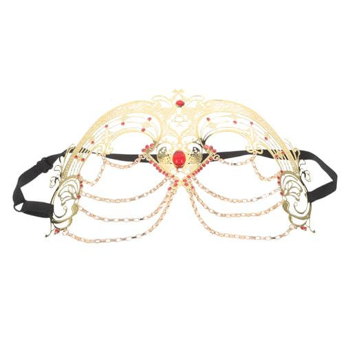 CALLARON Maskenmaske: Halbgesichtsmaske Mit Strassquaste Und Fransenschleier, Halloween, Cosplay, Kostümzubehör, Dekorative Gesichtsbedeckung Mit Kette Für Frauen von CALLARON