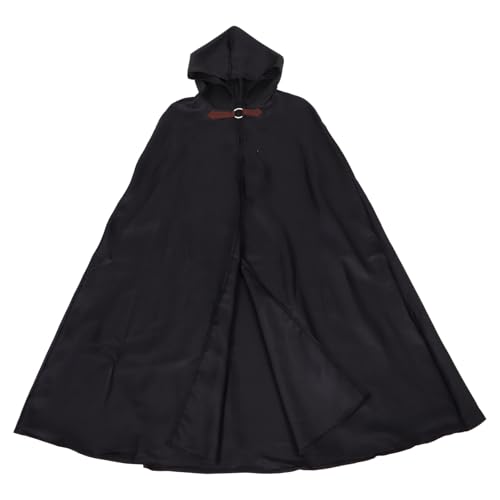CALLARON Medieval Kapuzenumhang für Herren Schwarzer Vampir Cape für Halloween Piraten Robe Cosplay Kostüm für Rollenspiele und Bühnenauftritte von CALLARON