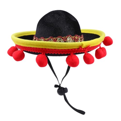 CALLARON Mini Mexiko Hut mit Haarball Lustige Requisite für Erwachsene und Haustiere Elastischer Kinnriemen für Unvergessliche Partys und Fotos CALLARON Mini Mexiko Hut mit Haarball Lustige Requisite für Erwachsene und Haustiere Elastischer Kinnriemen für Unvergessliche Partys und Fotos von CALLARON