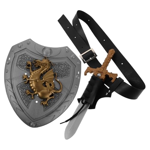 CALLARON Mittelalterliches Set mit Gürtel und Scheide Renaissance Cosplay Zubehör für Ritterkostüm und Piratenrolle mit Schild für Historische Events und Festivals von CALLARON