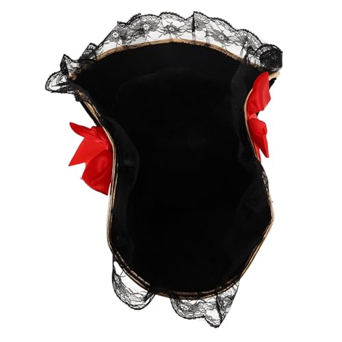 CALLARON Piraten Kapitänshut aus Samt mit Roter Schleife und Spitzenbesatz Leichter Schwarzer Piratenhut für Damen Vielseitiges Halloween Kostüm Zubehör für Karneval und Cosplay CALLARON Piraten Kapitänshut aus Samt mit Roter Schleife und Spitzenbesatz Leichter Schwarzer Piratenhut für Damen Vielseitiges Halloween Kostüm Zubehör für Karneval und Cosplay von CALLARON