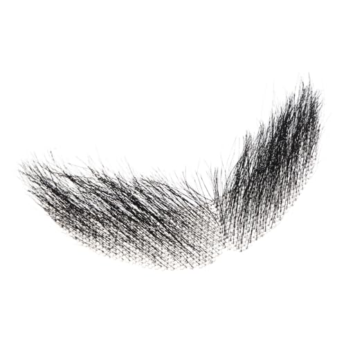CALLARON Realistische Fake-Schnurrhaar aus Echtem Menschenhaar Bequemer Natürlicher Sitz Einfach Anzuwenden Entfernen für Halloween Cosplay Film-Make-up und Bühnenauftritte Schwarze Farbe von CALLARON