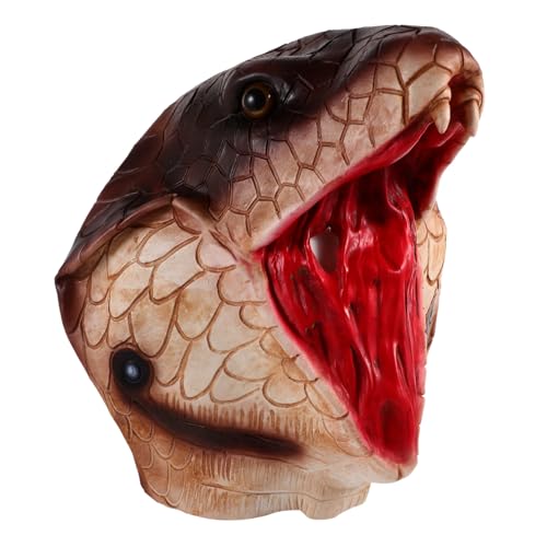 CALLARON Realistische Schlange Cobra Kopf Kostüm Halloween Tierkopfmaske für Erwachsene Cosplay Fasching Karneval Horror Verkleidung von CALLARON
