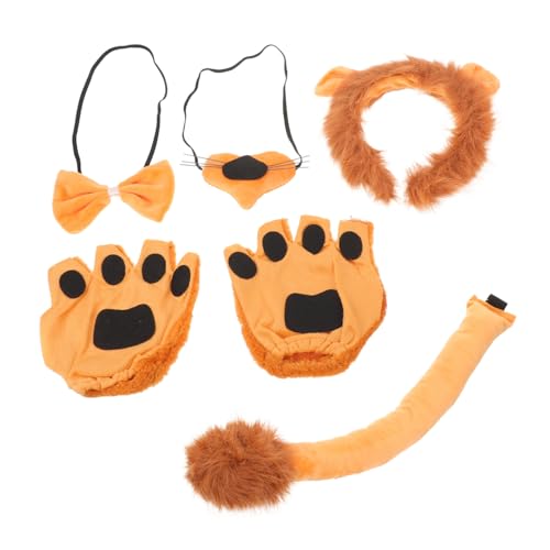CALLARON Realistisches Löwenkostüm mit Haarreif Langem Pfotenhandschuhen und Nasenaccessoire Tierisches Cosplay für Halloween Karnevalspartys Bühnenauftritte von CALLARON
