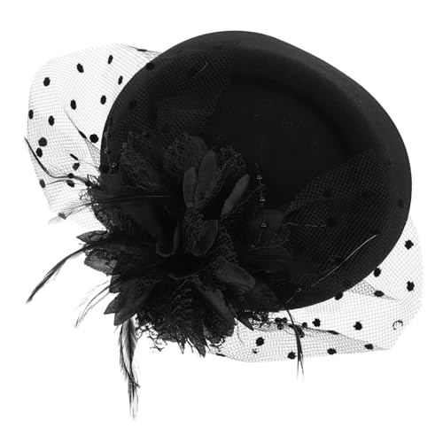 CALLARON Retro Blumen Haarschmuck mit Hut für Cosplay und Partys Vintage Haarklammer mit Punkten und Federn für Festliche Anlässe und Besondere Anlässe CALLARON Retro Blumen Haarschmuck mit Hut für Cosplay und Partys Vintage Haarklammer mit Punkten und Federn für Festliche Anlässe und Besondere Anlässe von CALLARON