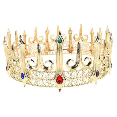 CALLARON Retro Herren Königskrone aus Langlebiger Legierung mit Strahlenden Kristallen Gothic Cosplay Vintage Haarschmuck für Mittelalter Kostümparty und Fotoshootings von CALLARON