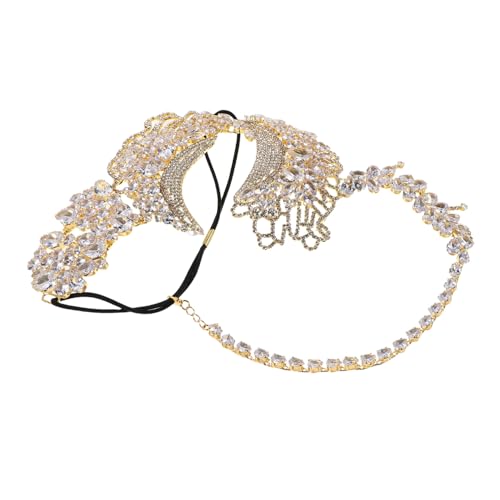 CALLARON Rhinestone Damen Venetian Halbgesichtsmaske mit Elastischem Band Funkelnde Bling Steine Komfortabel für Karneval Halloween Ball und Kostümparty von CALLARON