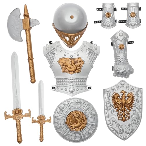 CALLARON Ritterkostüm mit Helm und Zubehör Cosplay Outfit für Jungen und Mädchen Halloween Party Verkleidung für Rollenspiel und Themenpartys CALLARON Ritterkostüm mit Helm und Zubehör Cosplay Outfit für Jungen und Mädchen Halloween Party Verkleidung für Rollenspiel und Themenpartys von CALLARON