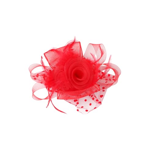 CALLARON Rosen-haarschmuck Fascinator Haarreifen Schwarze Blumenkopfbedeckung Party-kopfschmuck Schwarzer Blumenkopfschmuck Schwarzes Blumenstirnband Rosenblumenkrone Rot von CALLARON