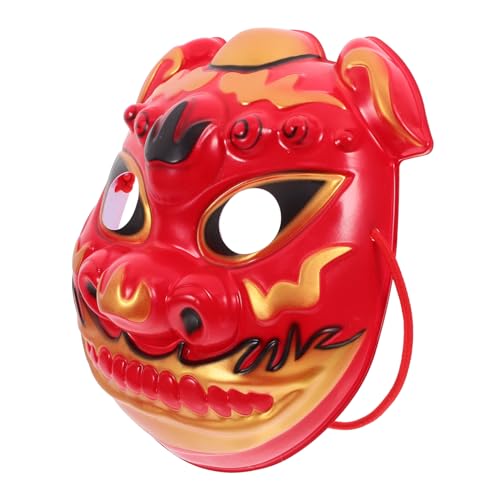 CALLARON Rote Halloween Löwenmaske Leichtem Gruseliges Tierdesign für Party Cosplay Dekoration Komfortabel und für Halloween und Kostümfest von CALLARON