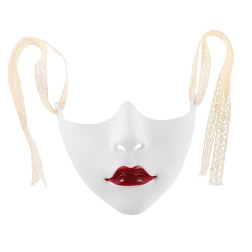 CALLARON Rote Lippen Halbgesichtsmaske für Frauen Mechanische Maske für Halloween Karneval Cosplay und Themenpartys Komfortable Robustem Futuristische Details für Stilvolle Auftritte von CALLARON
