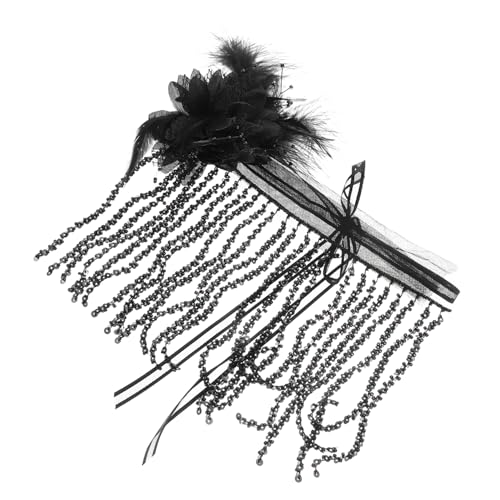 CALLARON Schwarze Maske mit Fransen und Strasssteinen Masquerade für Kostümpartys Halloween und Karneval Atmungsaktiv und Mysteriöses Design für Frauen von CALLARON