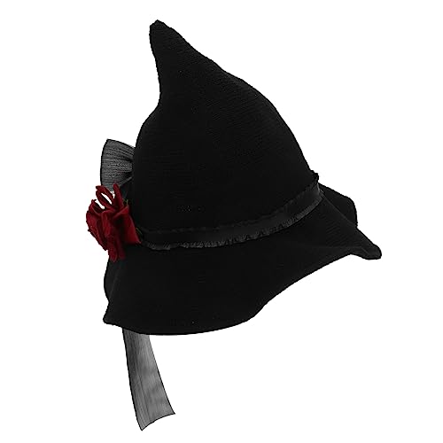 CALLARON Schwarzer Hexenhut für Damen mit Großem Rand und Schleifen Leichter Klassisch Halloween Cosplay Zubehör für Party und Rollenspiele von CALLARON