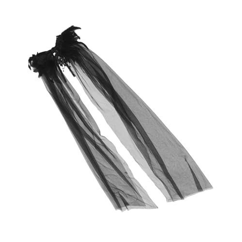 CALLARON Schwarzer Tüll-umhang mit Spitze Damen Halloween Cape Gothic Kurzumhang Hexen Umhang für Cosplay Vampir Braut Kostüm Bühnenumhang Mesh Schal für Party und Hochzeit von CALLARON