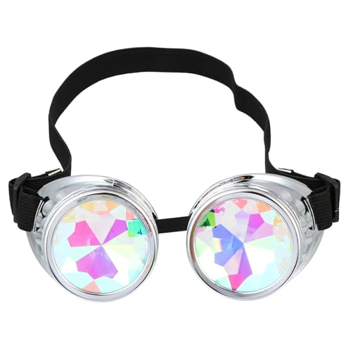 CALLARON Steampunk Brille Für Herren Damen Leichtes Design Mit Verstellbarem Kopfband Für Festivals Partys Cosplay Glänzende Regenbogenlinse von CALLARON