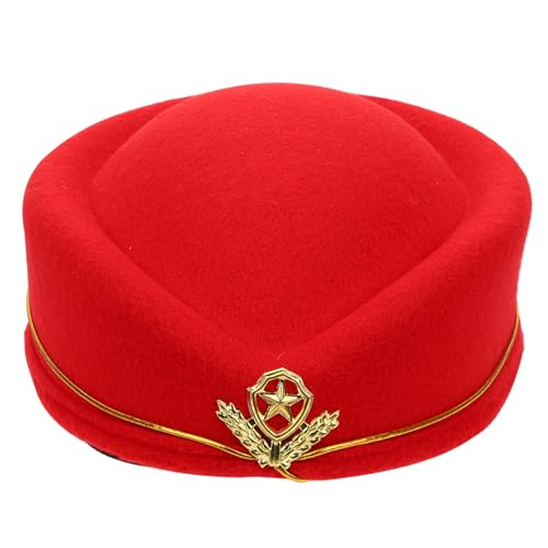 CALLARON Stewardess Hut für Frauen Flugbegleiterin Kopfbedeckung für Cosplay Kostümpartys Bühnenaufführungen Ergonomisches Design Langlebige Materialien Stilvolle Rote Mütze mit Goldener CALLARON Stewardess Hut für Frauen Flugbegleiterin Kopfbedeckung für Cosplay Kostümpartys Bühnenaufführungen Ergonomisches Design Langlebige Materialien Stilvolle Rote Mütze mit Goldener von CALLARON