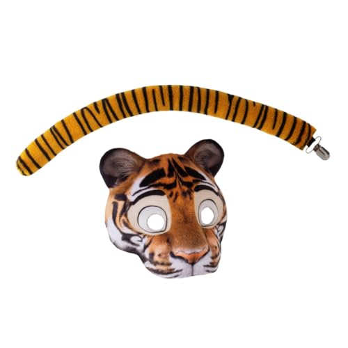 CALLARON Tiger Mask und Set aus EVA und Leichte Cosplay Tiermaske mit Elastischem Band Atmungsaktiv Halbes Gesicht für Halloween Kostüm und Mottopartys Geschenkidee für Erwachsene von CALLARON