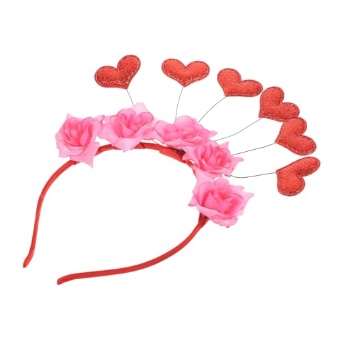 CALLARON Valentinstag Herz Haarreif mit Rosenblüte Leichtes Stoffmaterial Romantisches Party Accessoire für Erwachsene Stilvoller Kopfschmuck für Feierlichkeiten und Besondere Anlässe von CALLARON