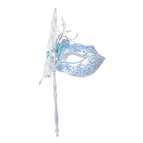 CALLARON Venetian Schmetterlings-maske aus Metall mit Stab Leichte Damen-masquerade-maske für Halloween Karneval Mardi Gras Ball und Kostümparty Stilvolle Verkleidung mit Praktischem von CALLARON