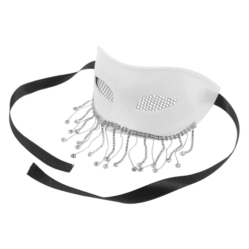 CALLARON Venezianische Halbgesichts Maske Weiß mit Spitze und Strassverzierung Kostüm Maske für Halloween Maskenball Karneval und Maskerade für Party und Cosplay CALLARON Venezianische Halbgesichts Maske Weiß mit Spitze und Strassverzierung Kostüm Maske für Halloween Maskenball Karneval und Maskerade für Party und Cosplay von CALLARON